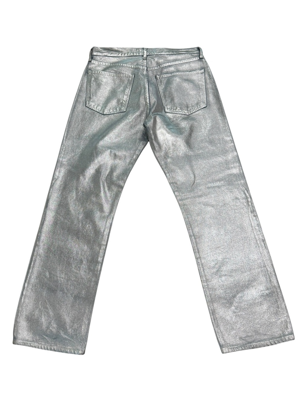 AGOLDE Women’s Silver Jeans 90s Mid Rise Loose Fit Tinfoil Denim Size 29 - Picture 7 of 11